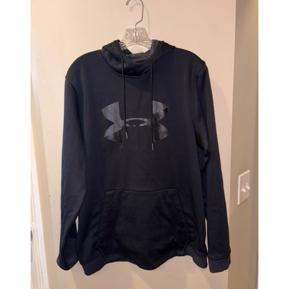 Women's Under Armour Black Hoodie fleece big logo Athletic Apparel size large